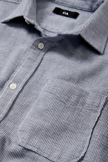 Home - Camisa - regular fit - coll kent - blau fosc