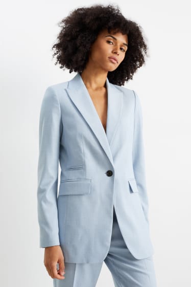 Femmes - Blazer long de bureau - regular fit - matière extensible - Mix & Match - bleu clair