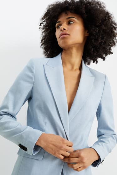 Women - Long business blazer - regular fit - stretch - Mix & Match - light blue