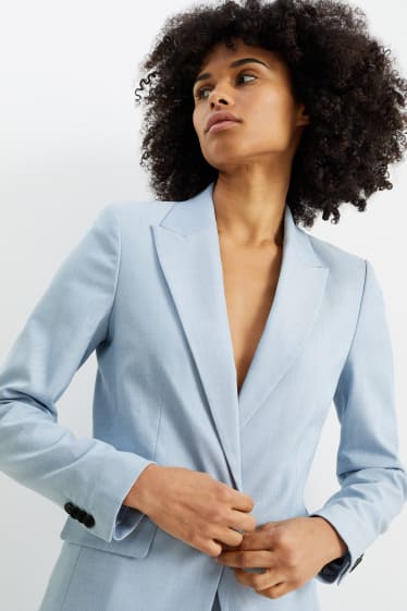 Femmes - Blazer long de bureau - regular fit - matière extensible - Mix & Match - bleu clair