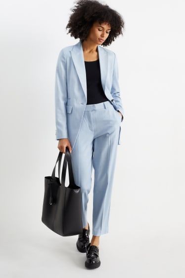 Femmes - Pantalon de bureau - mid waist - slim fit - matière extensible - Mix & Match - bleu clair