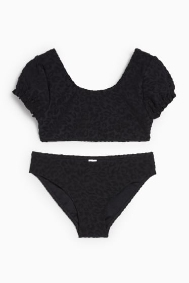 Kinderen: meisjes - Bikini - 2-delig - met patroon - zwart