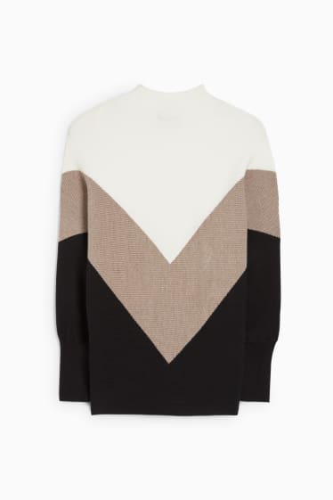 Women - Jumper with band collar - beige