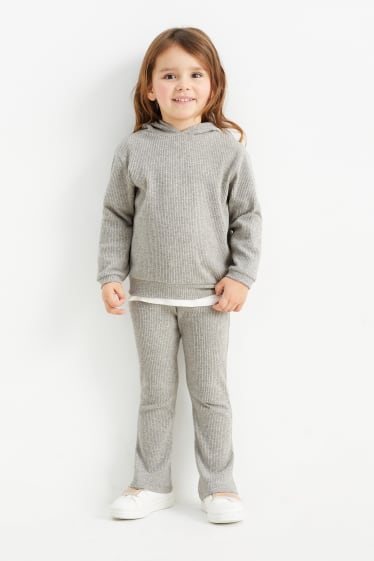 Kinder Mädchen - Set - Hoodie und Hose - 2 teilig - hellgrau-melange