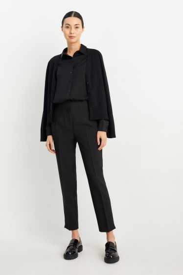 Donna - Pantaloni di stoffa - vita alta - tapered fit - nero