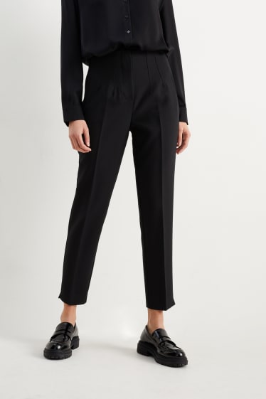 Dames - Pantalon - high waist - tapered fit - zwart