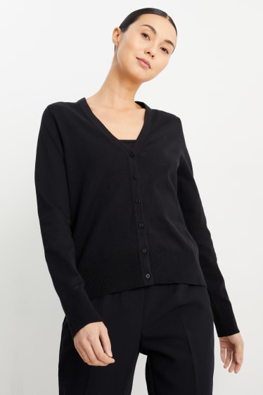 Femei - Cardigan tricotat basic - negru