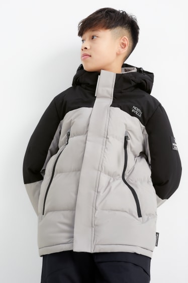 Enfants garçons - Veste de ski à capuche - déperlante - gris