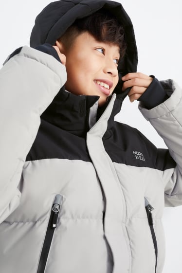 Enfants garçons - Veste de ski à capuche - déperlante - gris