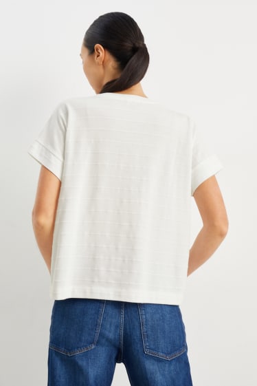 Damen - T-Shirt - gestreift - weiß