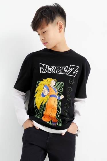 Niños - Dragon Ball Z - camiseta de manga larga - look 2 en 1 - negro
