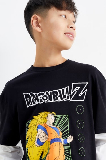 Niños - Dragon Ball Z - camiseta de manga larga - look 2 en 1 - negro