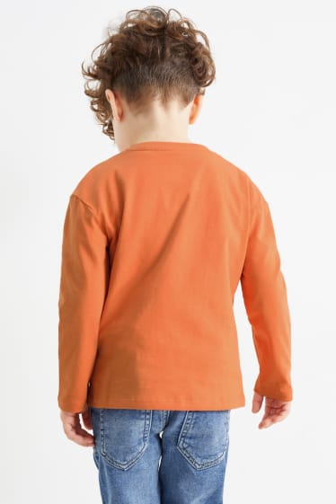 Dzieci - Wielopak, 2 szt. - dinozaur - koszulka z długim rękawem - pomarańczowy