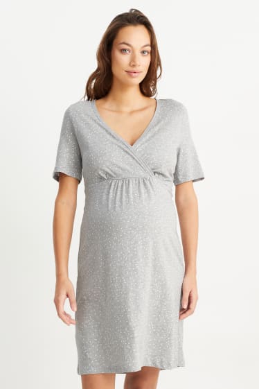 Women - Nursing nightdress - polka dot - light gray-melange