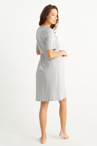 Dona - Camisa de dormir de lactància - de piquets - gris clar jaspiat