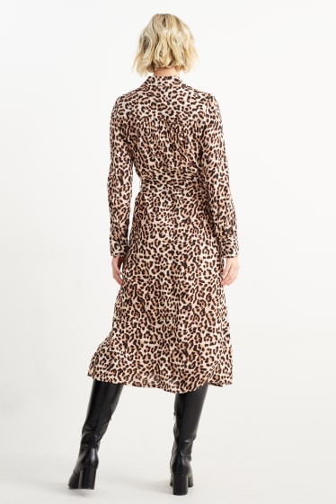 Dona - Vestit recte - estampat - marró clar