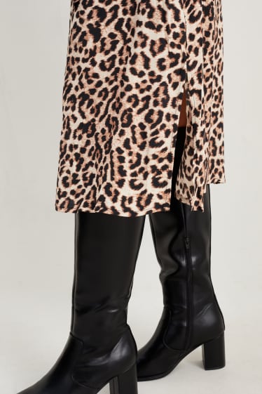 Dona - Vestit recte - estampat - marró clar