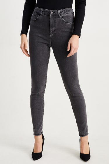 Dames - Jegging jeans - high waist - super skinny fit - jeansdonkergrijs