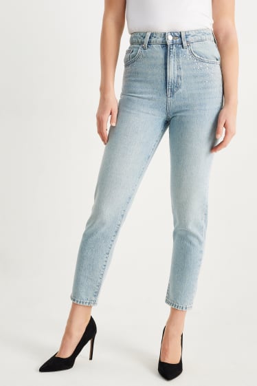 Women - Mom jeans - high waist - denim-light blue