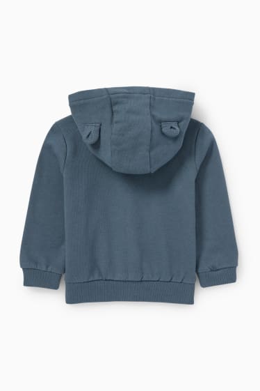 Niemowlęta - Rozpinana bluza niemowlęca z kapturem - niebieski / szary