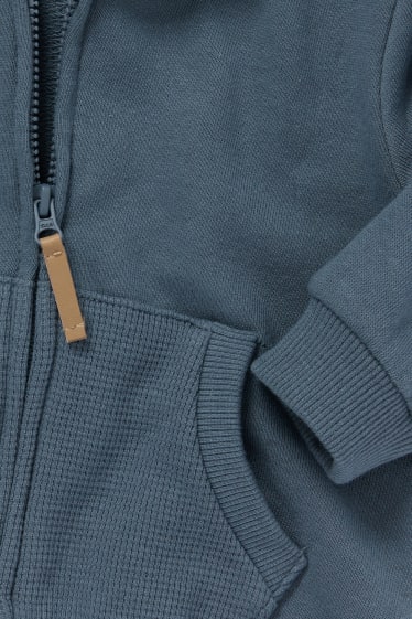 Miminka - Tepláková bunda s kapucí pro miminka - modrá/šedá