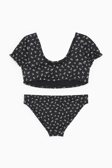 Kinderen: meisjes - Bikini - LYCRA® XTRA LIFE™ - 2-delig - gebloemd - zwart / wit