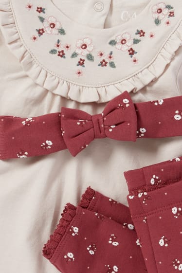 Bébés filles - Petites fleurs - ensemble bébé - 3 pièces - taupe
