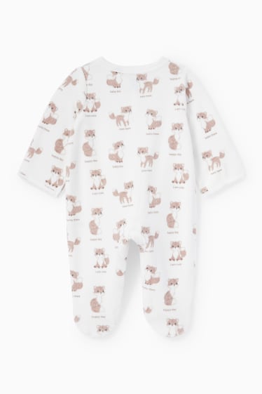 Bebeluși - Vulpe - pijama salopetă bebeluși - alb