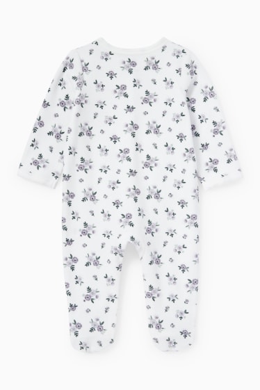 Babys - Baby-pyjama - gebloemd - wit