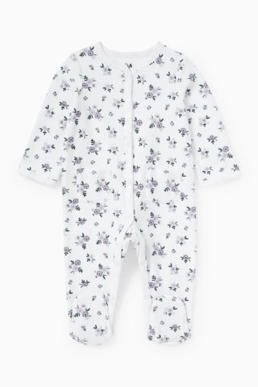 Babys - Baby-Schlafanzug - geblümt - weiß