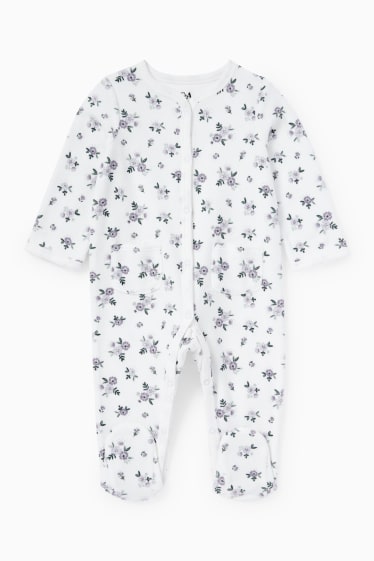 Bébés - Pyjama bébé - à fleurs - blanc