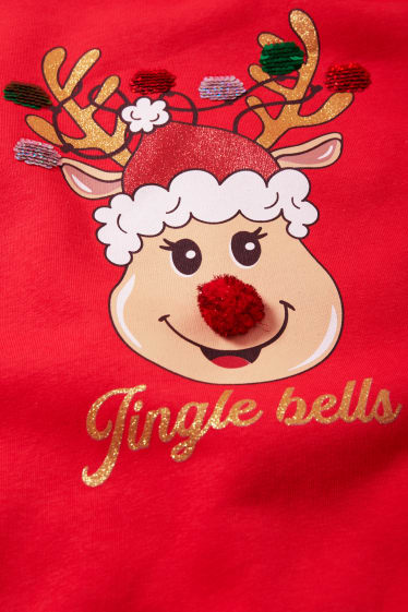 Kinder Mädchen - Rudolf - Weihnachts-Hoodie - rot