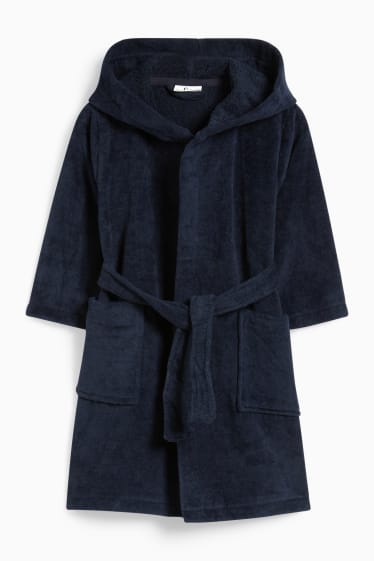 Kinderen: jongens - Badjas met capuchon - donkerblauw