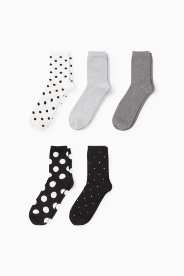 Damen - Multipack 5er - Socken - gepunktet - schwarz