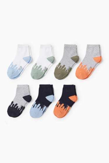 Kinderen - Set van 7 paar - sokken - met patroon - wit