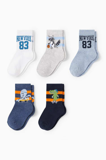 Kinderen - Set van 5 paar - New York - sokken met motief - donkerblauw