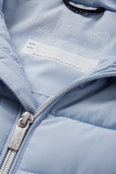 Children - Quilted jacket with hood - water-repellent - light blue