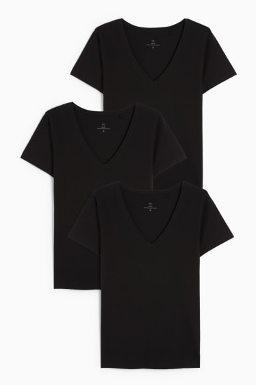 Dámské - Multipack 3 ks - tričko basic - černá