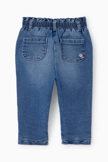 Neonati - Jeans per neonati - jeans termici - a fiori - jeans blu