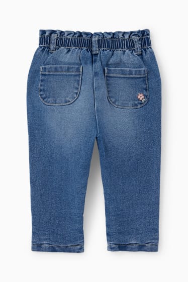 Babys - Babyspijkerbroek - thermojeans - gebloemd - jeansblauw