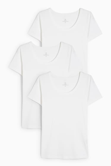 Dámské - Multipack 3 ks - tričko basic - bílá