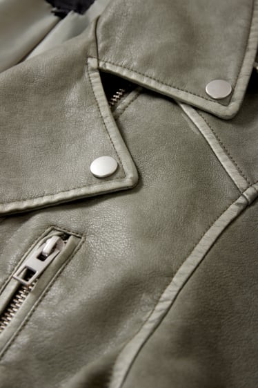 Ragazzi e giovani - CLOCKHOUSE - giacca da motociclista dal taglio corto - similpelle - verde chiaro