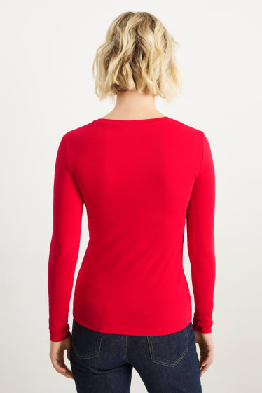 Women - Basic long sleeve top - red