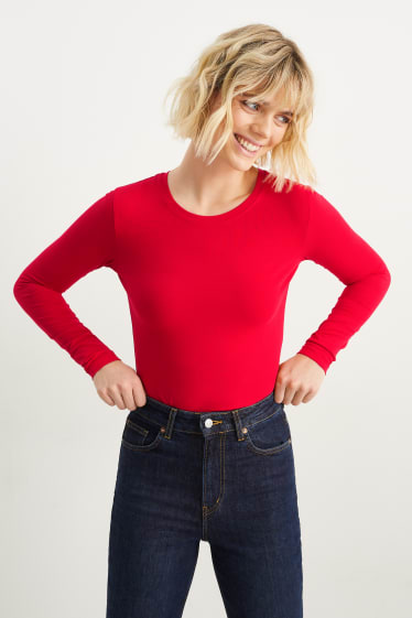 Women - Basic long sleeve top - red