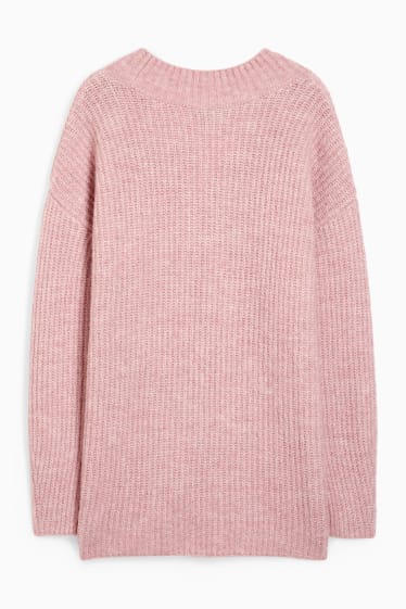 Women - V-neck jumper - rose