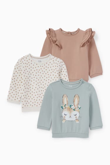 Babys - Multipack 3er - Häschen - Baby-Sweatshirt - hellgrün