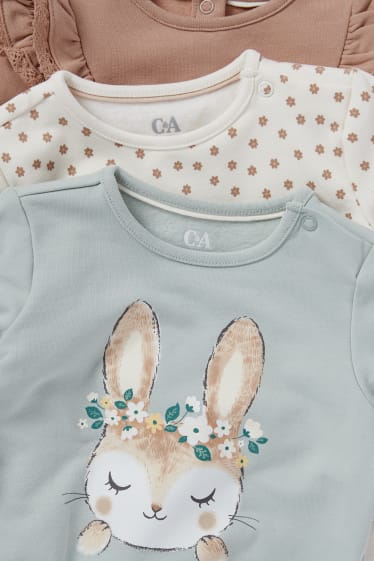 Babys - Set van 3 - haasjes - baby-sweatshirt - lichtgroen