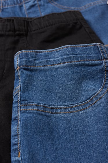 Kobiety - Wielopak, 3 pary - jegging jeans - średni stan - LYCRA® - dżins-niebieski