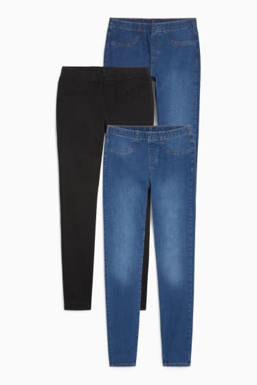 Dames - Set van 3 - jegging jeans - mid waist - LYCRA® - jeansblauw