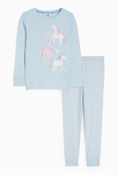 Dětské - Motivy jednorožce - pyžamo - 2dílné - světle modrá
